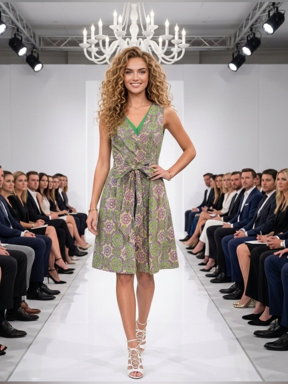 The Territory Ahead Green and Purple Patterned Dress
